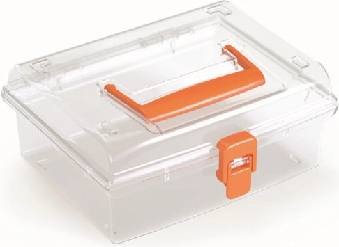 Plastični organizator s prozirnim poklopcem, narančasti, 195 × 174 × 85 mm