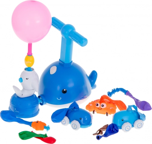 Aerodinamički automobilići na balon s pumpom u obliku kita – edukativni set 20 kom