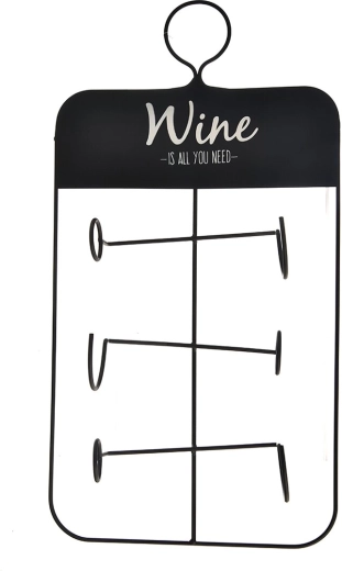 Metalni stalak za vino za 3 boce – crni