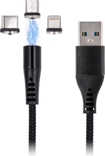 Maxlife magnetski kabel za punjenje 3-u-1 1 m, 2 A, crni