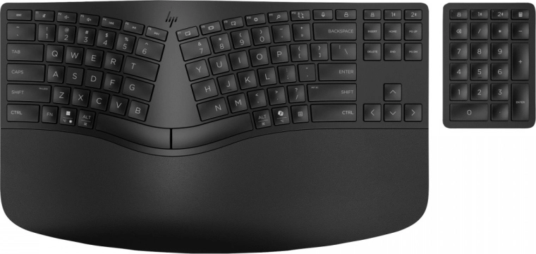 Ergonomski razdijeljen raspored i potpora za zapešća