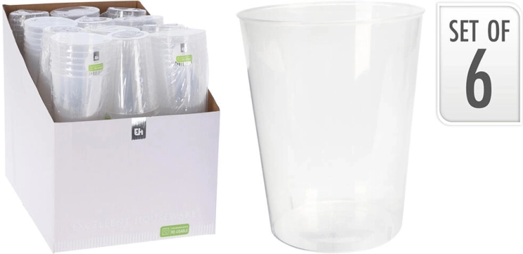 Set plastičnih čaša 500 ml, prozirne (6 kom)