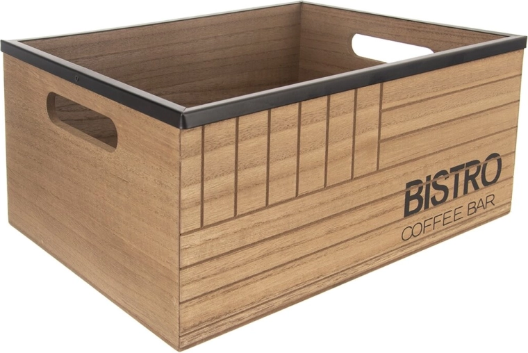 Drvena i metalna boks kutija u bistro stilu 29,5 × 22 × 13,5 cm
