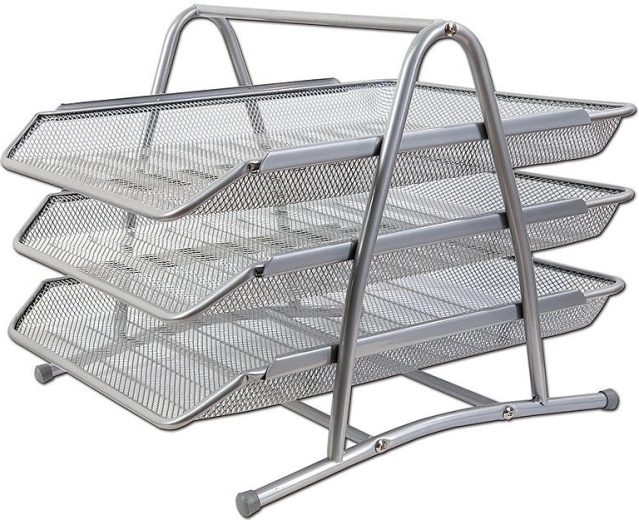 Metalna trostruka kutija s ladicama CONCORDE, srebrna