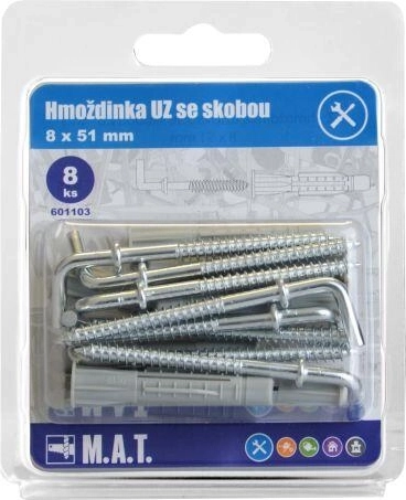 Čvorna tiplova s kukom 8×51 mm, bijeli cink (8 kom)