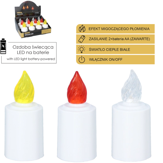 LED svijeća za lampion s titrajućim plamenom 10,5 cm – mix boja