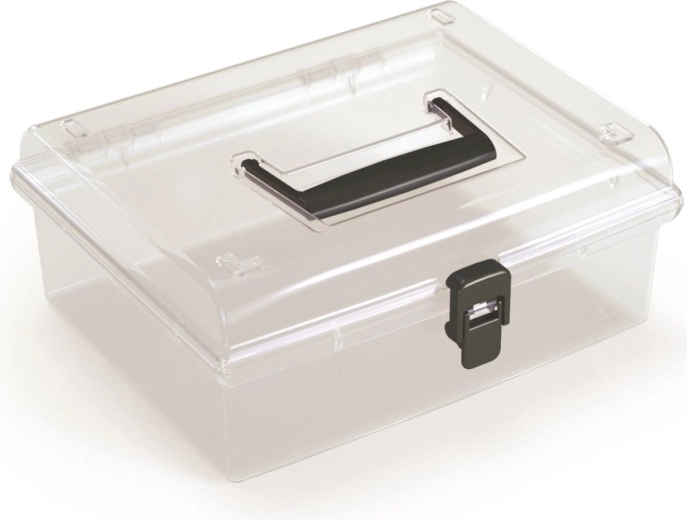 Plastični organizator s prozirnim poklopcem NUF LOW, crni, 245 × 214 × 100 mm
