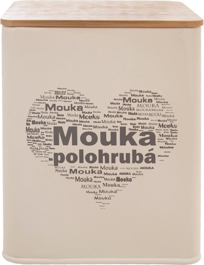 Limenka za brašno od lima s drvenim poklopcem s motivom srca