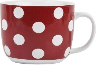 Jušna šalica s točkicama 730 ml crvena keramička BANQUET