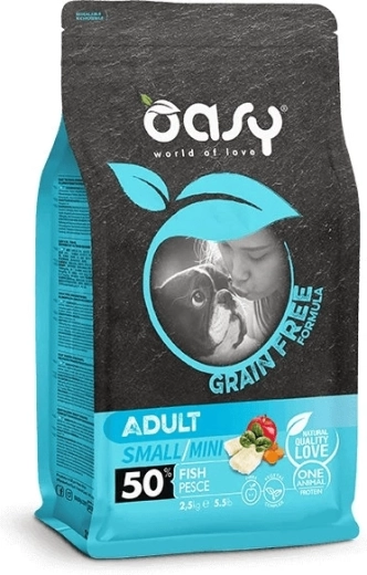 Oasy bezžitarne granule za odrasle pse Small/Mini s ribom 2,5 kg