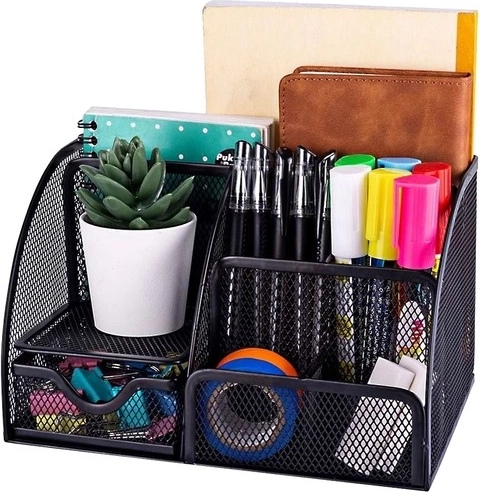 Stolni organizator s 6 pretinaca i ladicom, crni