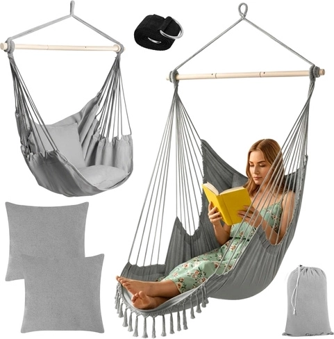 Viseća ljuljačka fotelja 2-u-1 s jastucima, siva GARDLOV