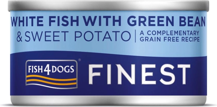 Konzerva za pse s bijelom ribom, batatom i zelenim mahunama FISH4DOGS 85 g