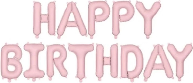 Folijski balonski natpis Happy Birthday ružičasti 340 × 35 cm