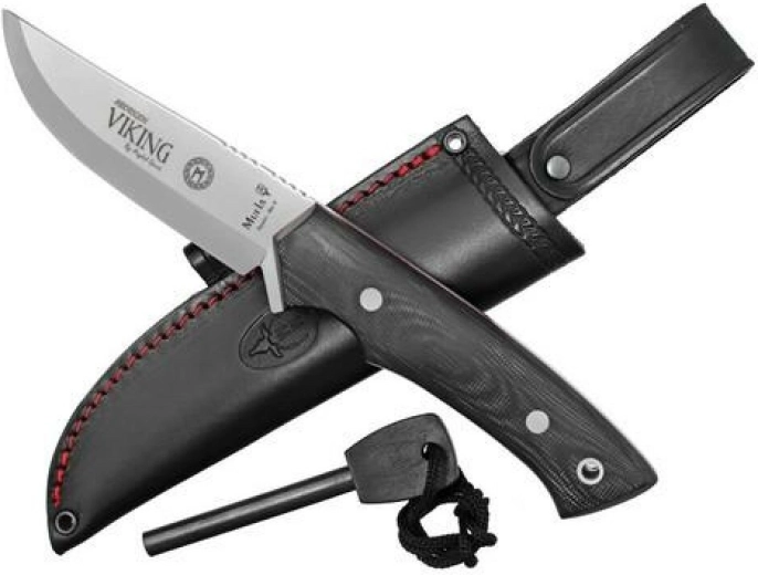 Muela Viking M11M univerzalni nož 11 cm s tehnologijom CRIO-T, crna Micarta, kožno futrola i kremen