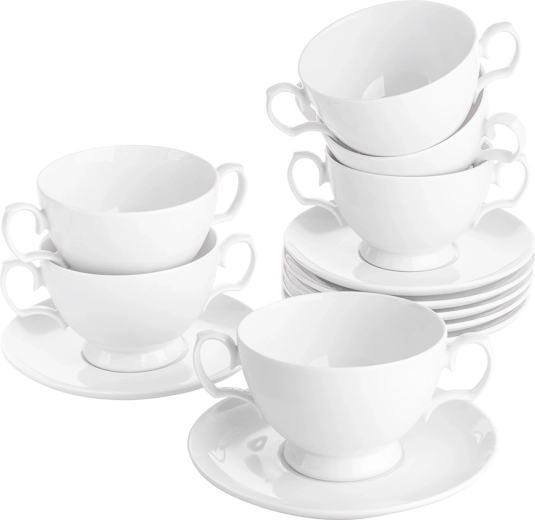 Set šalica za juhu MariaPaula klasyka bijela 350 ml s podšalicama