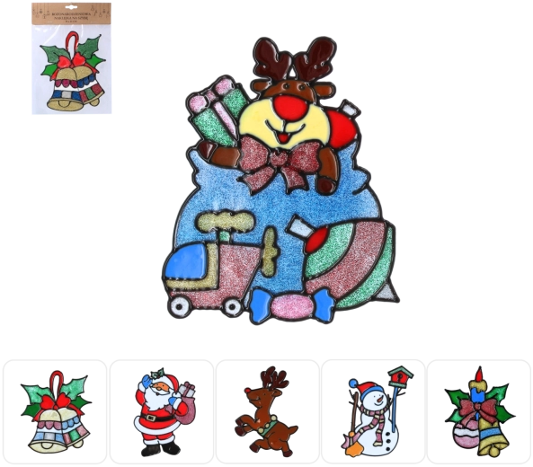 Božićne naljepnice za prozore 18 × 25 cm – set 12 kom, 6 motiva