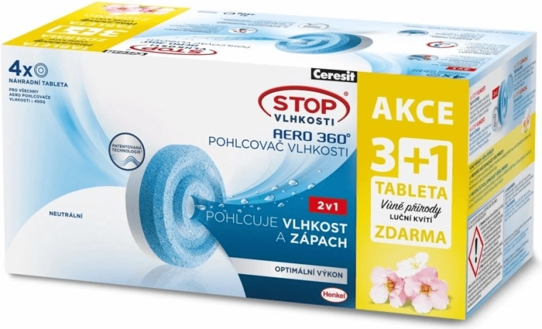 Ceresit Stop vlage AERO 360° zamjenske tablete 2u1, 3× neutralne + 1× cvjetovi livade