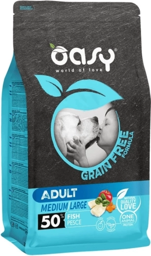 Oasy Grain Free Adult za srednje i velike pasmine – riba 2,5 kg