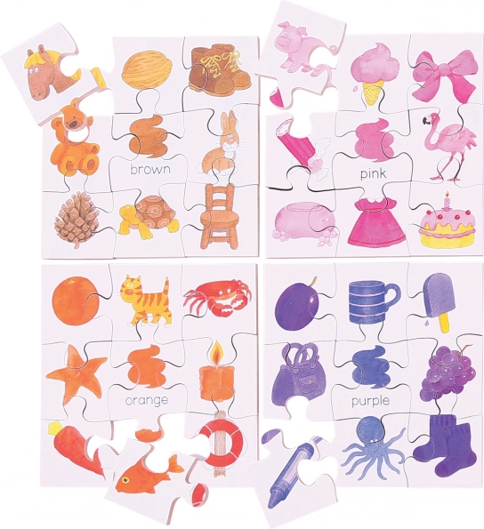 Bigjigs Toys drvene didaktičke puzzle Boje 4u1