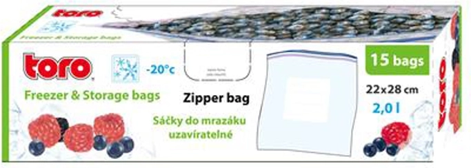 TORO zip vrećice za zamrzavanje hrane 2 l, 15 kom