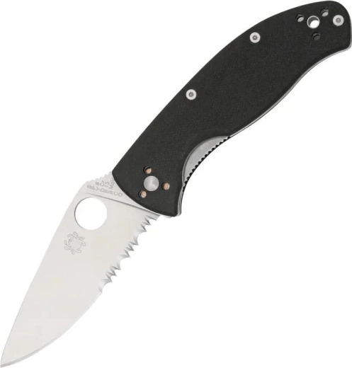 Spyderco Tenacious Combo Edge sklopivi džepni nož 8,3 cm, satenski, crni, G10