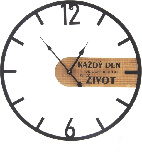 Zidni sat od drva i metala „Svaki dan…“ 50 cm