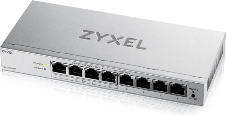 Zyxel GS1200-8HPv3 – 8-portni gigabitni PoE prekidač upravljan putem weba