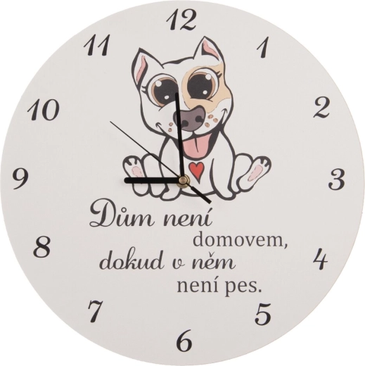 Zidni sat DOG HOME bijeli 34 cm