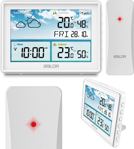 Bijela bežična meteorološka stanica s DCF vremenom i kolor LCD-om