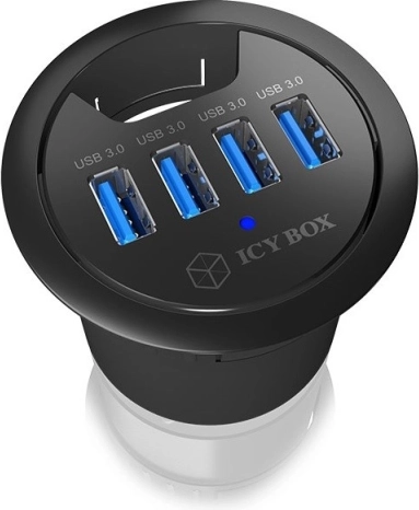 Stolni USB hub ICY BOX za provrt 60 mm, 4× USB 3.0