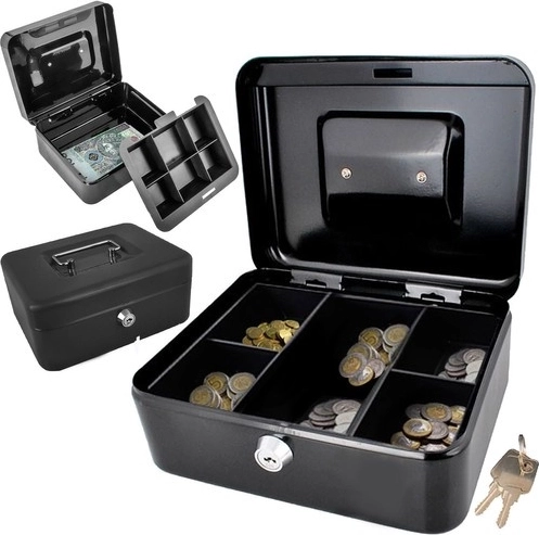 Metalna kutija za novac ISO TRADE, crna (20 × 16 × 9 cm)