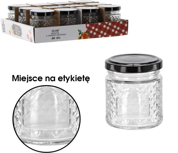 Staklenka 80 ml s crnim metalnim poklopcem