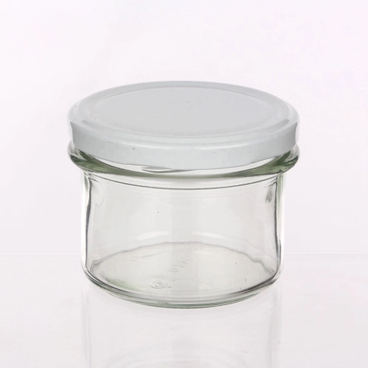 Set od 6 staklenki 235 ml s bijelim poklopcima fi 82
