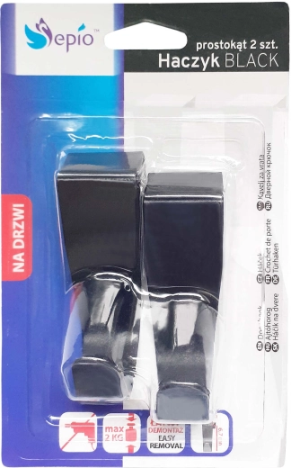 Nerđajuća kuka za ladicu, crna, 2 kom