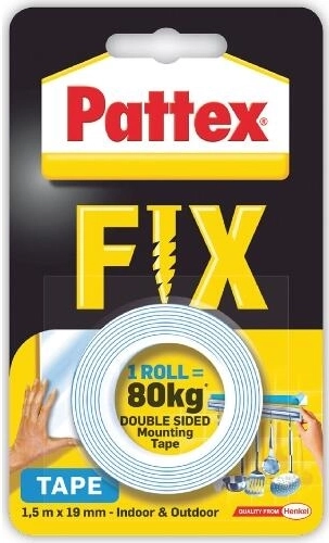Obostrana montažna traka PATTEX Super Fix 19 mm × 1,5 m, nosivost 80 kg