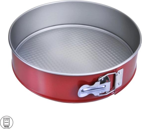 Metalni kalup za tortu s neprianjajućim premazom 24 cm crveno-sivi