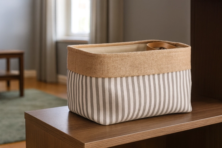Tekstilna spremna košara s prugama 25 × 35 × 22 cm