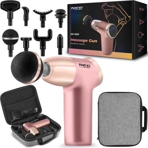 Masažna pištolja s 8 nastavaka NEO SPORT NS-500 ružičasta