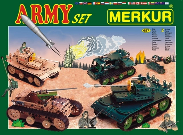 Konstrukcijski set Merkur Army, 674 kom, dvoslojna kutija 36 × 27 × 5,5 cm