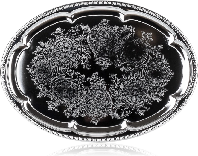 Ovalni poslužavni pladanj AKCENT 40,5 × 29 cm krom