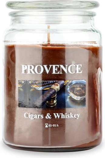Mirisna svijeća u staklu PROVENCE cigars & whiskey 95 sati