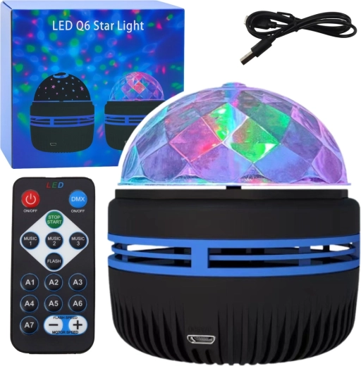 USB LED projektor i noćna lampica RGB 360° s daljinskim upravljačem