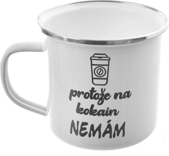 Bijela emajlirana šalica „Protože…“ 500 ml