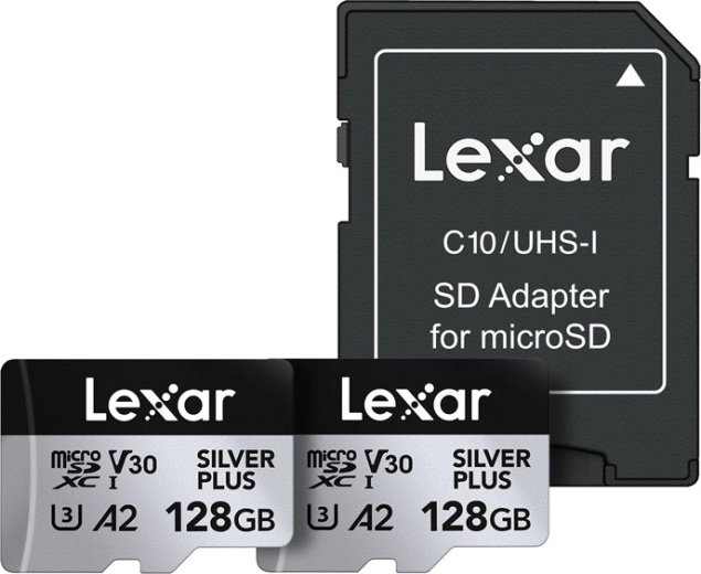 Set od 2 LEXAR High-Performance Silver Plus microSDXC kartice 128 GB + adapter