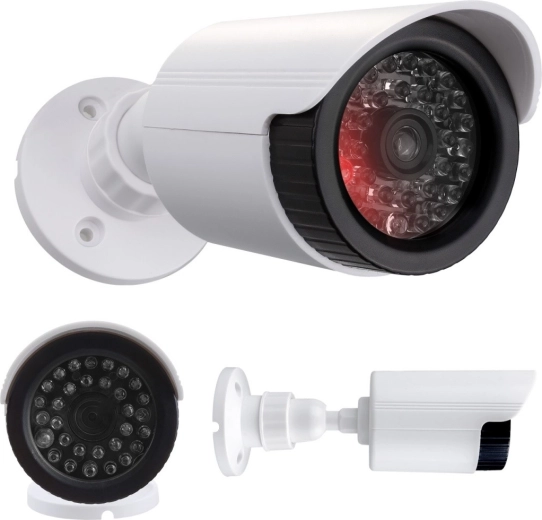 atrapa cijevne kamere s IR LED, bijela, napajanje 2× AA, ABS, IP44