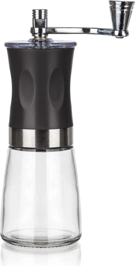 Ručni mlinac za kavu s keramičkim mljevenjem Culinaria, 19 cm, staklo/crni
