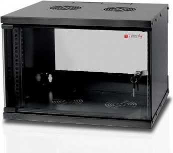 Zidni ECO 19" rack ormar 6U, 450 mm, staklena vrata, crna