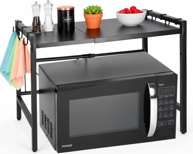 Kuhinjska podesiva polica iznad mikrovalne pećnice s kukama, metalna