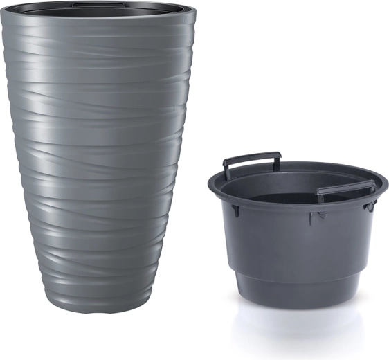 Visoka žardinjera s umetcima MAZE 37,5 cm – sivi kamen